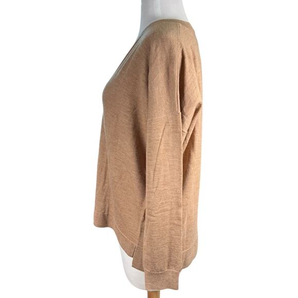 J.Crew Women’s 100% Merino Wool V-Neck Sweater Size Small – Camel Tan Soft Fall - Picture 4 of 9